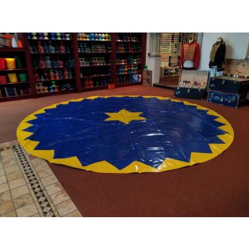 Circus Carpet | Circus Sheet | Diameter 4 meters Blue/Yellow with Serrated edge